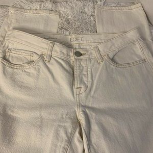 Ann Taylor LOFT White Boyfriend Jeans Sz 2 26 100% Cotton Button Fly